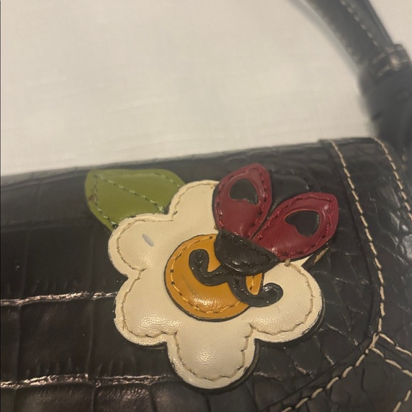 VTG Brighton Ladybug Appliqué Rattan Vegan Leather Crossbody Bag Cottagecore - Picture 15 of 15